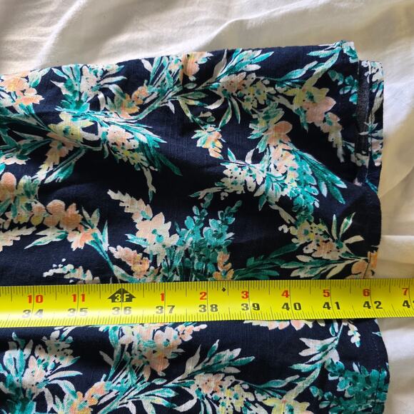 J Jill Navy Floral Cotton Midi Dress Sz-S Relaxed V-neck 3/4 Sleeve Boho cottage - Picture 9 of 9